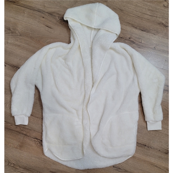 Urban Planet Open Front Hooded Sherpa Cardigan Sweater | White | Women's small - Picture 1 of 8